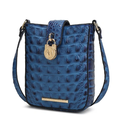 Mkf Collection By Mia K Avery Faux Crocodile Embossed Vegan Leather Women's Crossbody Bag In Blue