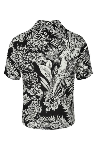 Shop Palm Angels Jungle Parrots Bowling Shirt In Black White