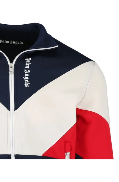 Shop Palm Angels Colorblock Track Jacket In Navy White
