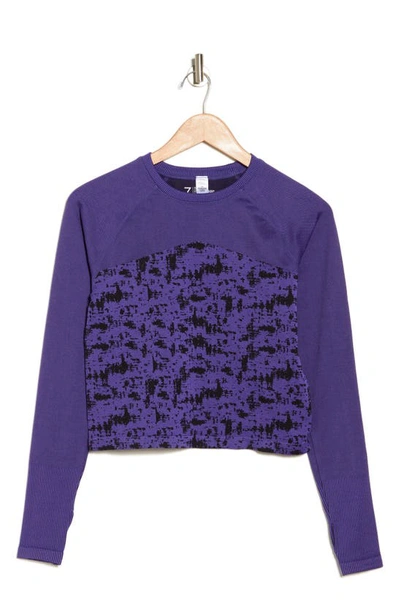 Shop Z By Zella Seamless Long Sleeve Stretch Crop T-shirt In Purple Opulence