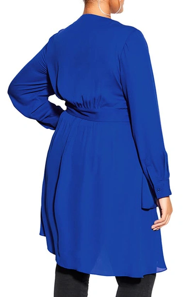 City Chic Shibara Wrap Top In Blue