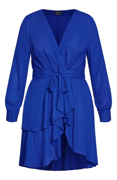 City Chic Shibara Wrap Top In Blue