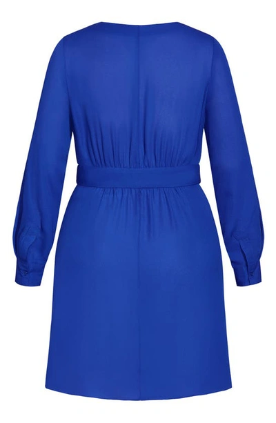 City Chic Shibara Wrap Top In Blue