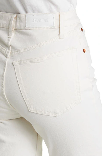 Re/done Originals High-rise Ankle Crop Frayed Skinny Jeans In Vintage White