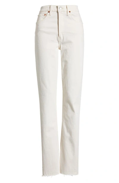 Re/done Originals High-rise Ankle Crop Frayed Skinny Jeans In Vintage White