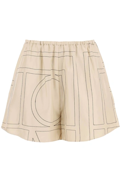 Shop Totême Monogram Silk Pj Shorts