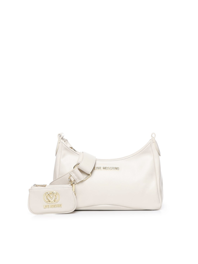 Shop Love Moschino Shoulder Bag With Removable Coin Purse In Ivory
