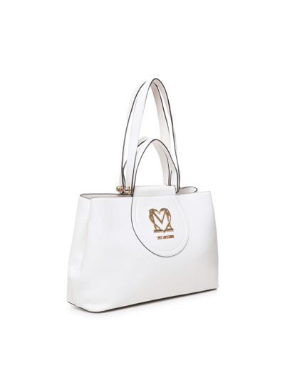 Shop Love Moschino Tote Bag With Logo Plaque In White