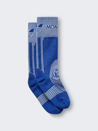Shop Moncler X Adidas Knit Socks In Blue