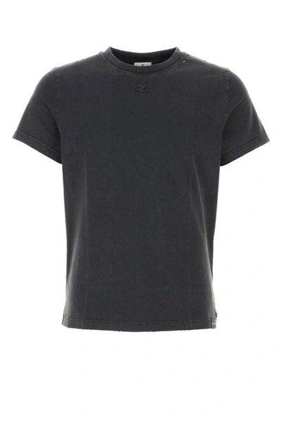 Shop Courrèges Courreges Man Graphite Cotton T-shirt In Gray