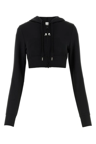 Shop Courrèges Courreges Woman Black Polyester Sweatshirt