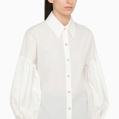 Shop Gucci Pearl Shirt With Wide Sleeve Women In Gray
