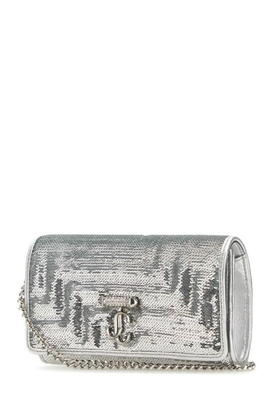 Shop Jimmy Choo Woman Silver Sequins Avenue Wallet