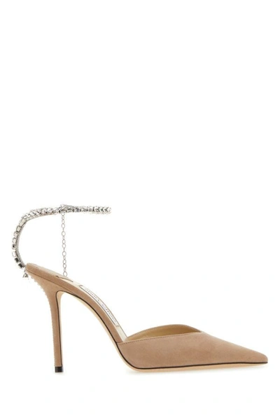 Shop Jimmy Choo Woman Skin Pink Suede Saeda 100 Pumps