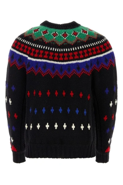 Shop Moncler Grenoble Man Embroidered Wool Blend Tricot Sweater In Multicolor