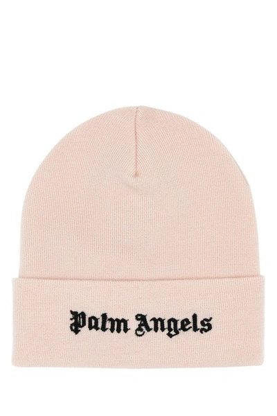 Shop Palm Angels Man Powder Pink Cotton Beanie Hat