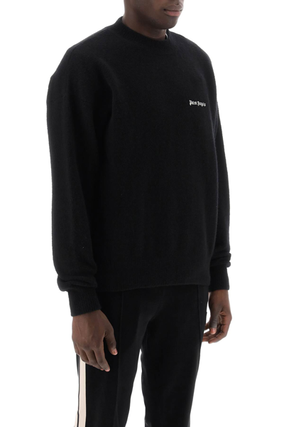 Shop Palm Angels Sweater With Logo Embroidery Men In Black