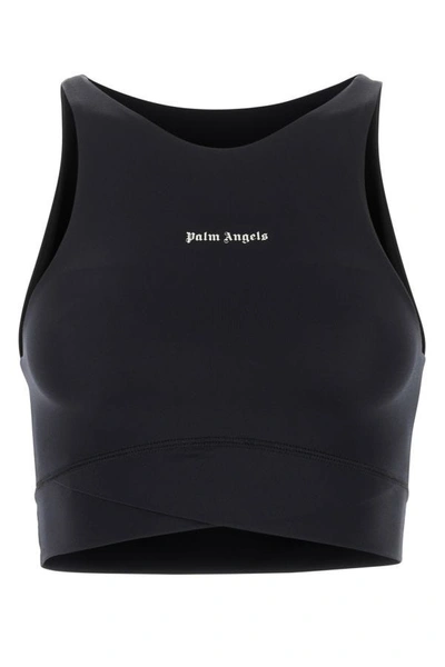 Shop Palm Angels Woman Black Stretch Nylon Top In Multicolor