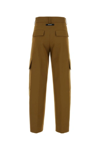 Palm Angels Tailored Cotton Blend Cargo Pants In Brown
