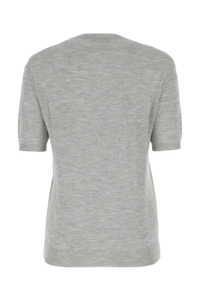 Shop Prada Woman Melange Grey Cashmere Top In Gray