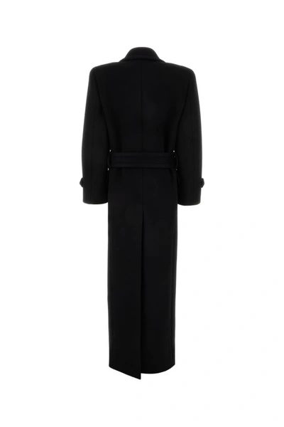 Shop Saint Laurent Woman Black Wool Oversize Coat