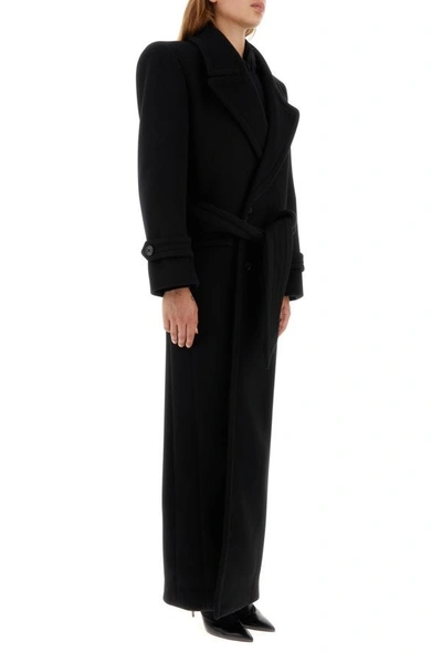 Shop Saint Laurent Woman Black Wool Oversize Coat