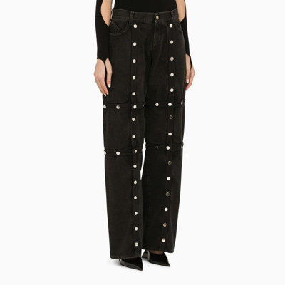 Shop Attico The  Black Baggy Jeans With Studs Women
