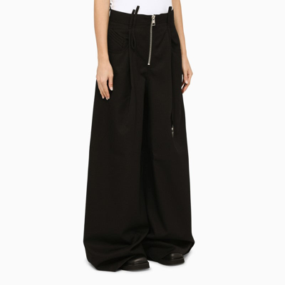 Shop Attico The  Black Oversize Wool Trousers Women