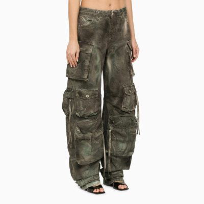 Shop Attico The  Camouflage Denim Cargo Jeans Women In Green