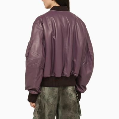 Shop Attico The  Mauve Leather Bomber Jacket Women In Purple