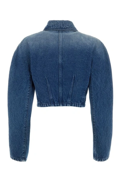 Shop Versace Woman Denim Jacket In Blue
