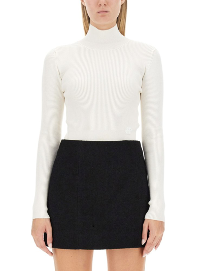 Shop Patou High Neck Knitted Jumper In White