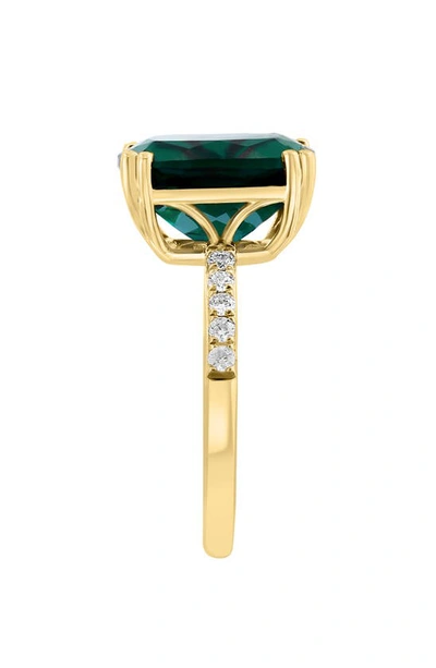 Effy 14k Yellow Gold Lab Created Emerald & Lab Created Diamond Ring In Green