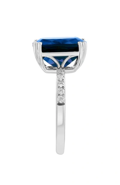 Effy 14k White Gold Lab Created Sapphire & Lab Created Diamond Ring In Blue