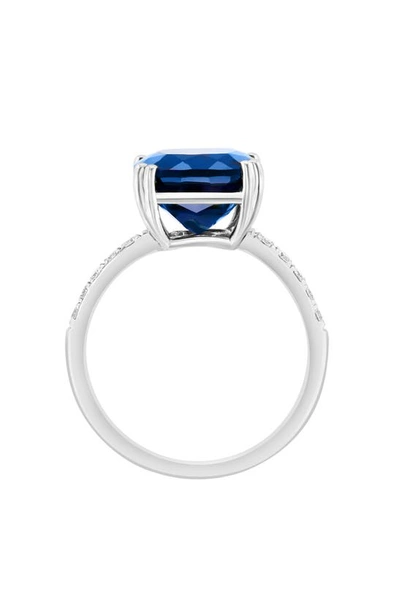 Shop Effy 14k White Gold Lab Created Sapphire & Lab Created Diamond Ring In Blue