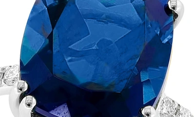 Effy 14k White Gold Lab Created Sapphire & Lab Created Diamond Ring In Blue