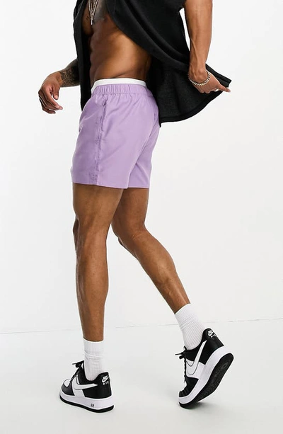 Asos Design Short Swim Trunks In Lilac