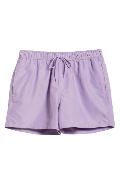 Asos Design Short Swim Trunks In Lilac
