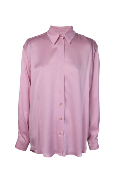 Shop Alysi Button Down Sleeved Shirt In Pink