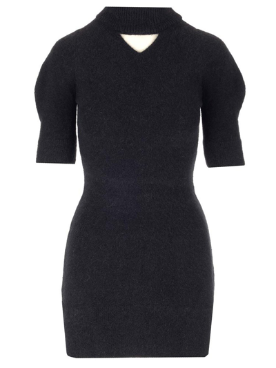 Shop Patou Cut Out Detailed Roll Neck Mini Dress In Black