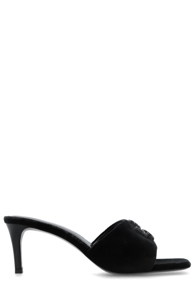 Shop Tory Burch Eleanor Heeled Slides In Black