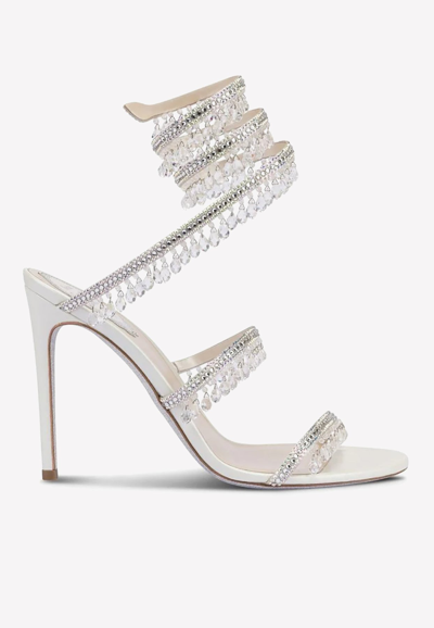 Shop René Caovilla Chandelier 105 Crystal-embellished Sandals In Ivory