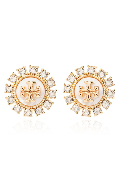 Shop Tory Burch Embellished Earrings In Gold