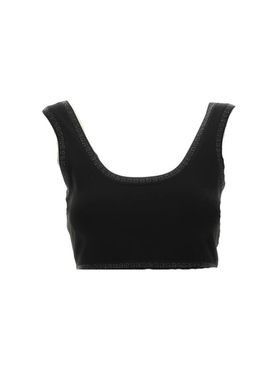 Alexander Wang Embossed-logo Cropped Tank Top In Black