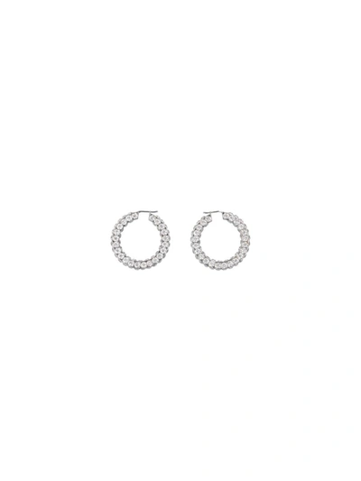 Amina Muaddi Embellished Metal Big Jaheel Earrings In Silver