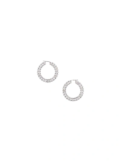 Amina Muaddi Embellished Metal Big Jaheel Earrings In Silver