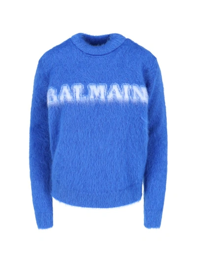 Shop Balmain Sweaters In Blue