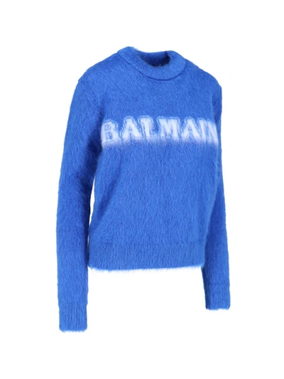 Shop Balmain Sweaters In Blue