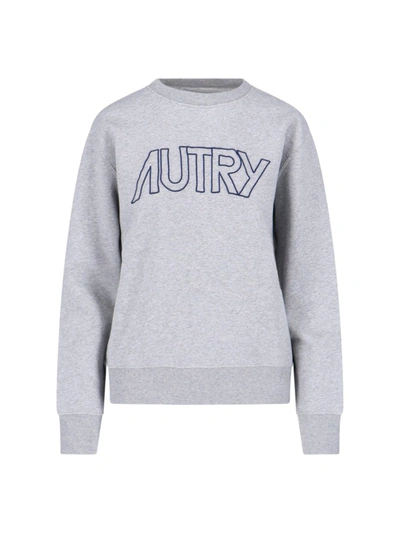 Autry Embroidered Logo Crewneck Sweatshirt In Grey