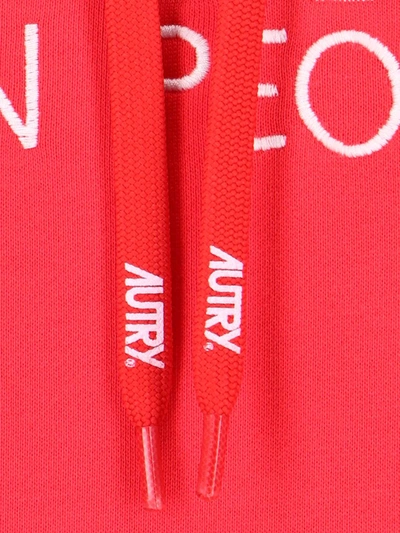 Autry Logo-print Drawstring Hoodie In Red